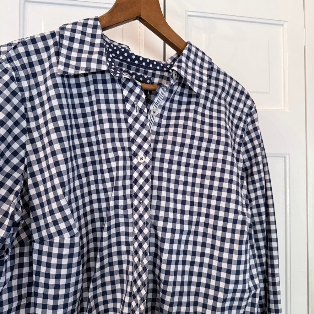 Talbots Black Gingham Button Down Top Size 0X - image 3